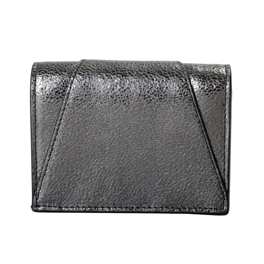 Versace Women's Metal Gray 100% Textured Leather V-Logo Wallet - Picture 4 of 6